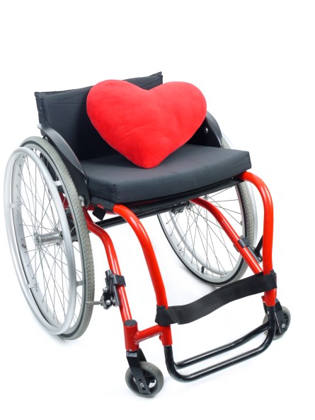 Red heart and wheelchair
